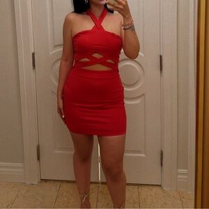 Superdown red cut out dress